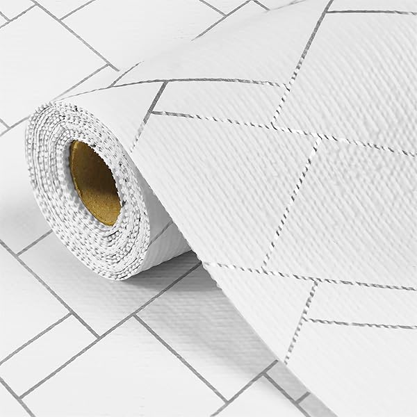 Gopas Drawer and Shelf Liner for Kitchen Cabinets Non-Adhesive, Non-Slip Cabinet Liner Shelf Paper Strong Grip Waterproof Easy to Clean for Kitchen Shelves Cupboard,Silver Rhombus,12IN X 30FT