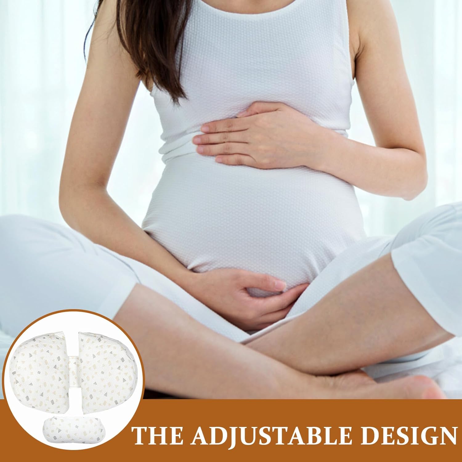 ORFOFE Adjustable Maternity Pregnancy Pillow for Side Sleeping with Lumbar Support and Belly Cushion, U-Shaped Waist Pillow for Pregnant Women, Gray Body Wedge for Back Relief
