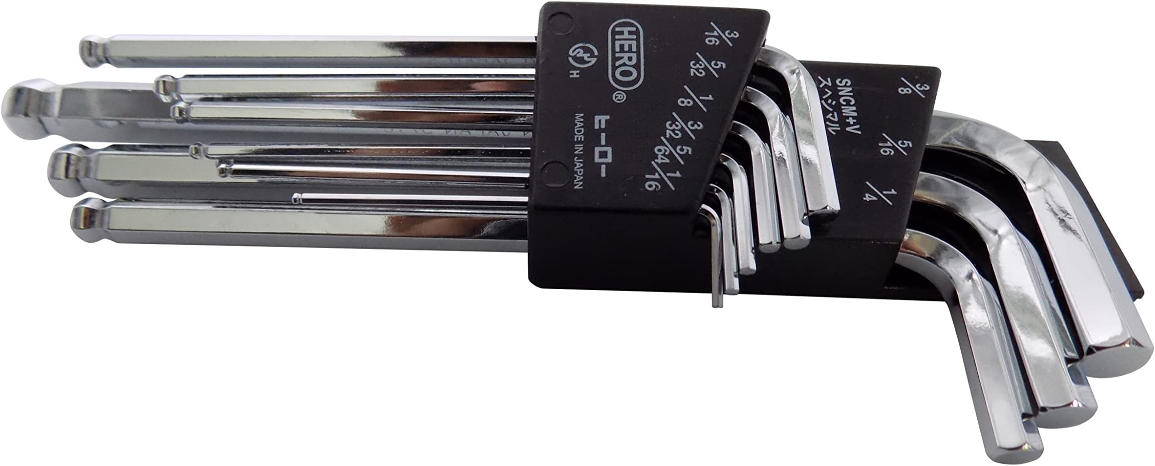 Hero Tools 9Pcs Hex Wrench Set Ex.Long Ball Point Type Inch