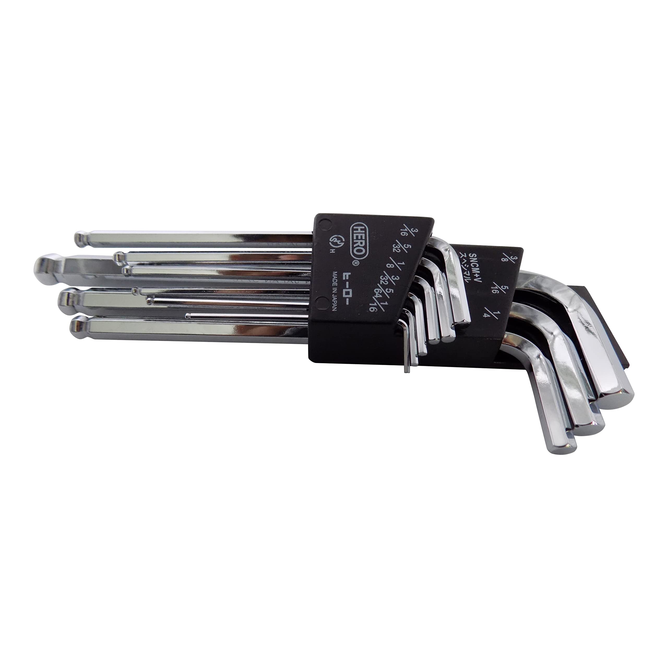 Hero Tools 9Pcs Hex Wrench Set Ex.Long Ball Point Type Inch