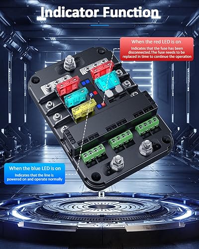Miniatura 3 de Bloque de fusibles de 12 V, kit mejorado de caja de fusibles de hoja de 6 circuitos de 12 voltios con interruptor eléctrico, interfaz ACC e
