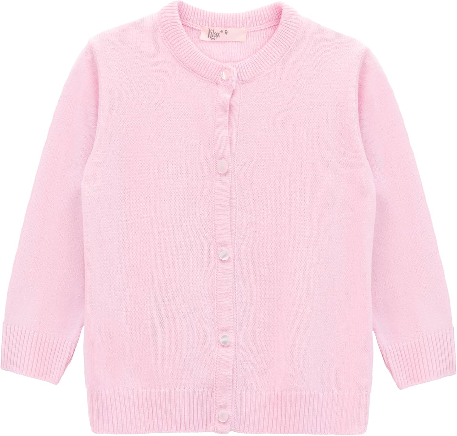 Lilax Little Girls' Knit Basic Cardigan, Long Sleeve Button Up Sweater - Image 2
