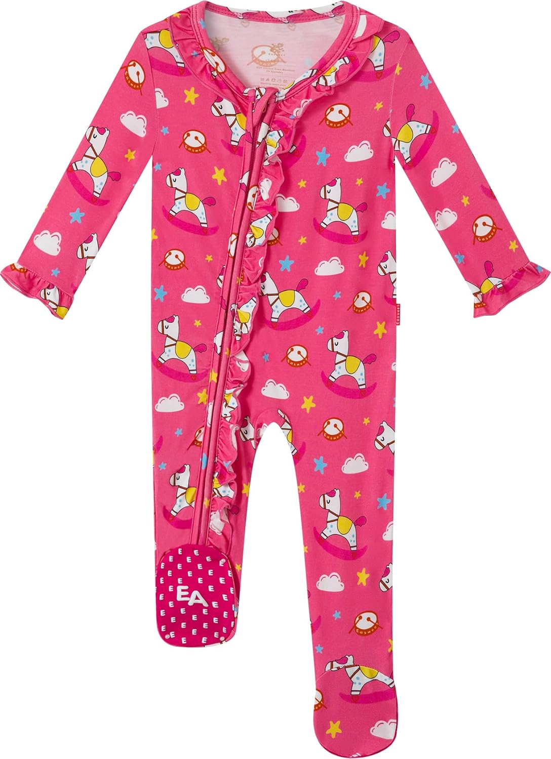 Bamboo Viscose Baby Girl Footie Pajamas, Newborn Sleepers Infant Onesie, 2-Way Zipper Footed Pjs