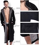 KEMUSI Hooded Herringbone Men's Soft Spa Full Lenght Bathrobe,Comfy Full Length Warm Nightdress