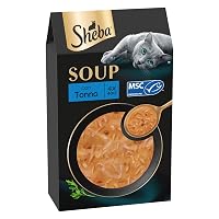 Busta di cibo umido per gatti adulti SHEBA Soup con Tonno, confezione da 40 (10x4x40g)