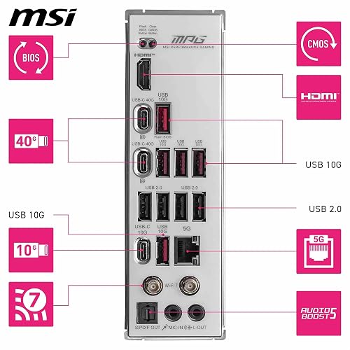 MSI MPG X870E Edge TI WiFi Carte mère ATX - pour processeurs AMD Ryzen 9000/8000 / 7000, AM5 - VRM SPS 80A, DDR5 Memory Boost (8400+ MT/s OC), PCIe 5.0 x16, M.2 Gen5, Wi-FI 7, 5G LAN - 6