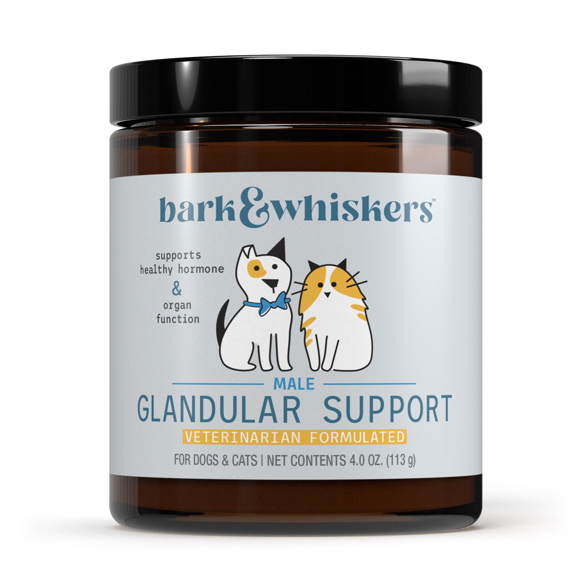 Bark & Whiskers Male Glandular Support, 4 Oz. (113 g), 75 Scoops, Supports Healthy Hormone and Organ Function, Veterinarian Formulated, Non-GMO, Dr. Mercola