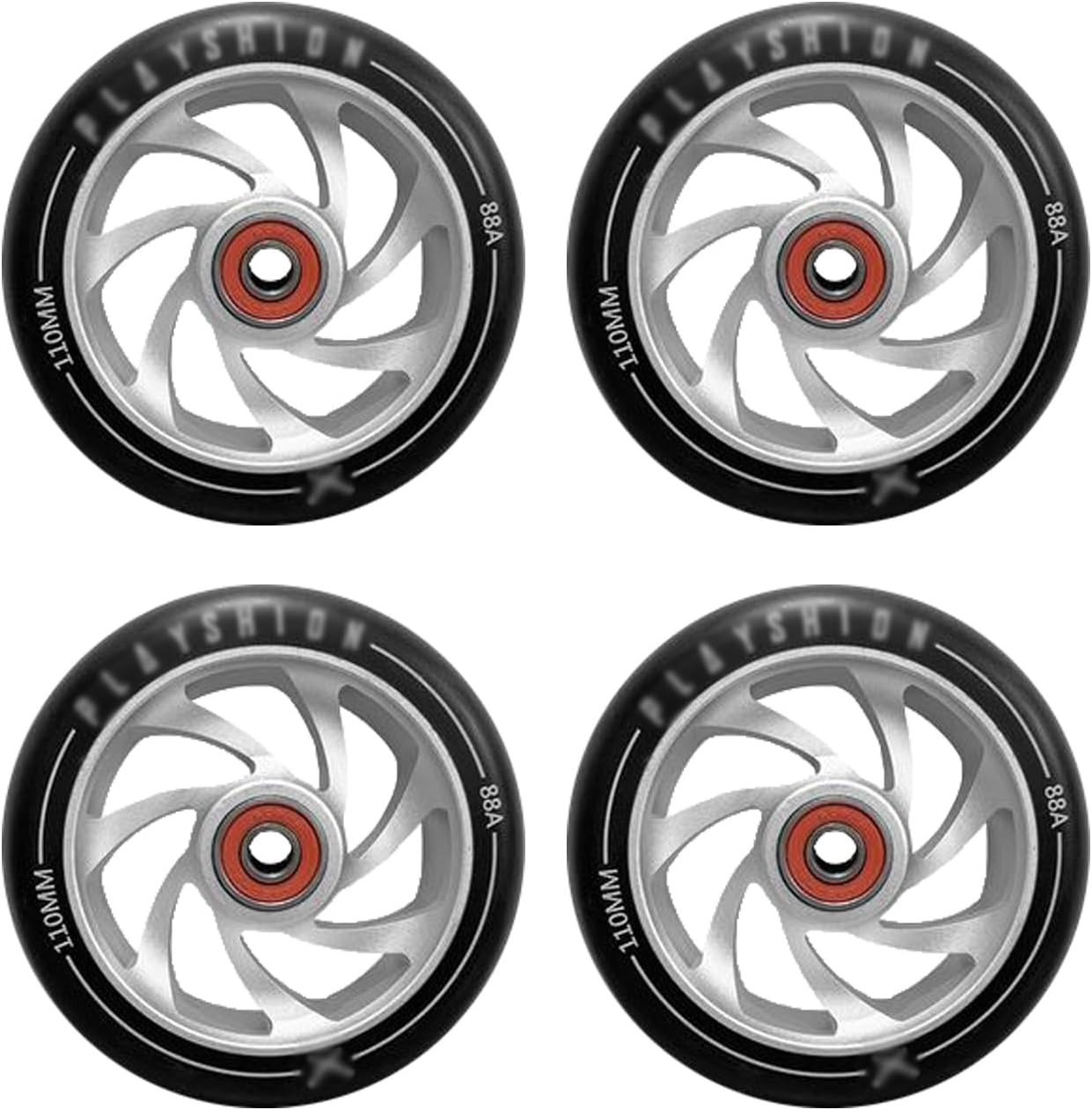 88A 110mm Inline Skate Wheels with Bearings (2 or 4Pack