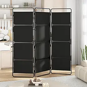 Biombo Dobrável 180 cm Divisória Dobrável de 3 painéis, Divisória de Quarto em Tecido, Divisórias, Móveis para Escritórios, Quartos, Salas, Estrutura em Metal
