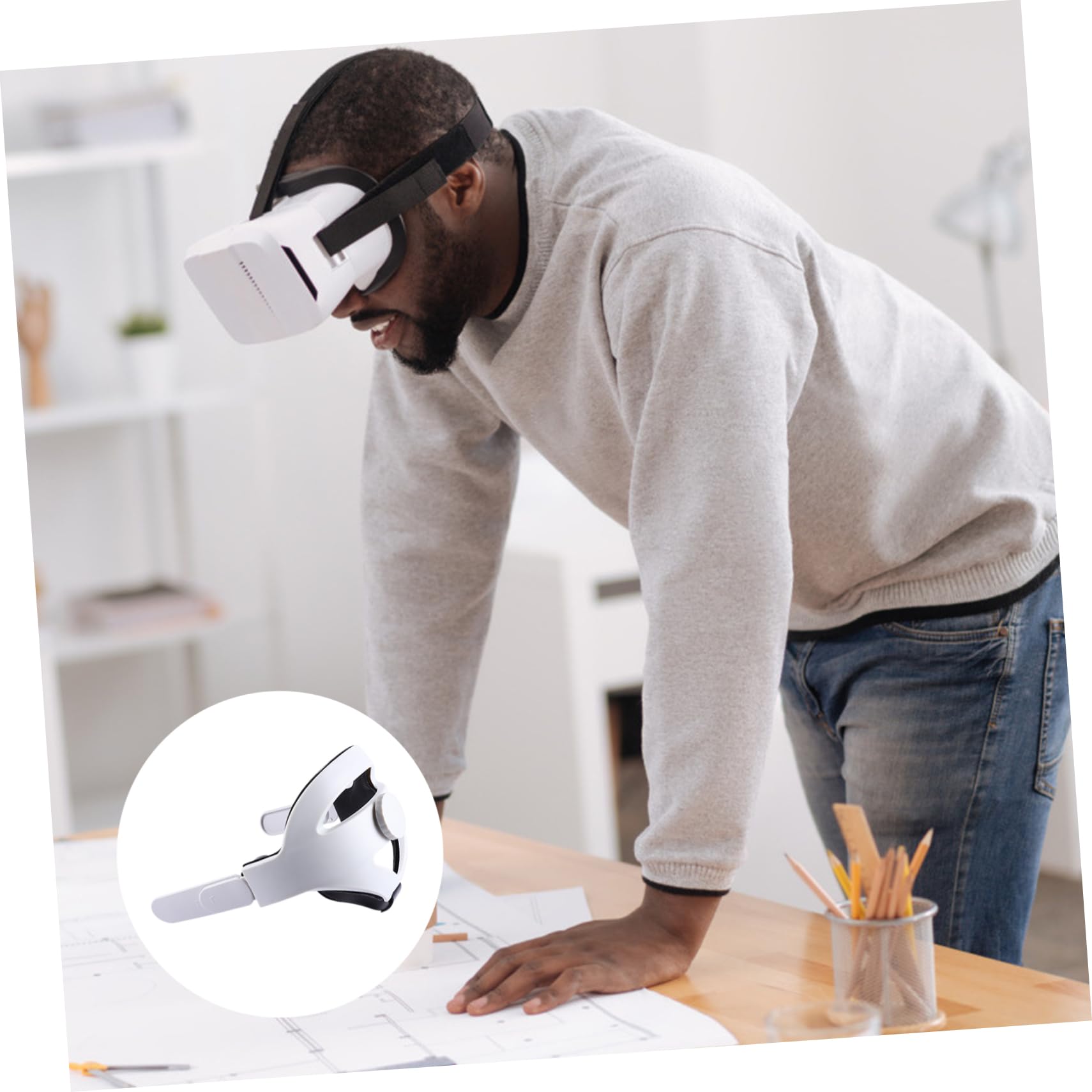 VILLCASE Fascia per Visore Vr Compatibile con Dispositivo Regolabile Cinghia Cuscinetto per Testa Morbida Realizzata in Abs di Facile da Installare e Rimuovere