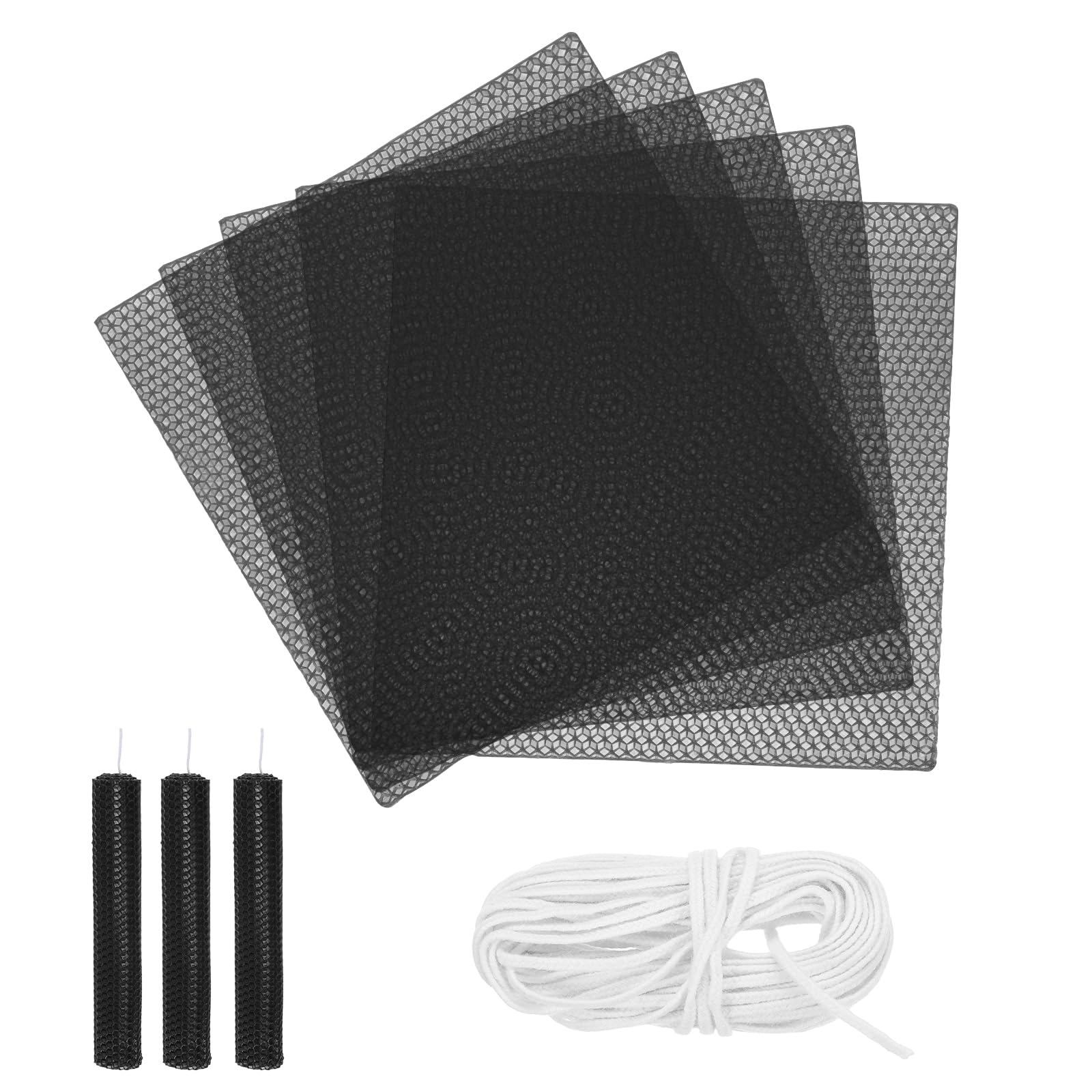 sourcing map Beeswax Candle Making Kit,8x8 Inch 5pcs Black Beeswax Candle Sheets with 1pcs Cotton Wick for DIY Craft Gift Making โ image 1