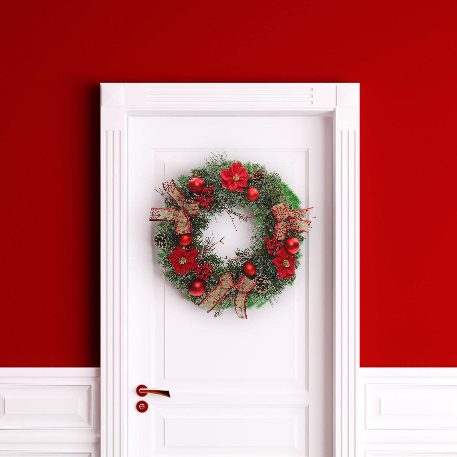 Korb Für Haustür Weihnachtskranz Winterkränze Weihnachten Büffel Karierter Kranz Feiertagskranz Bauernhaus Weihnachtsdeko Geschenk