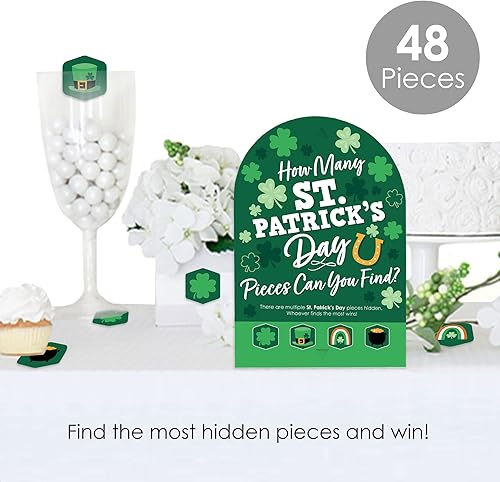 Miniatura 2 de Big Dot of Happiness Shamrock Día de San Patricio - Caza del tesoro para fiesta del día de San Patricio - 1 soporte y 48 piezas de juego - Juego de
