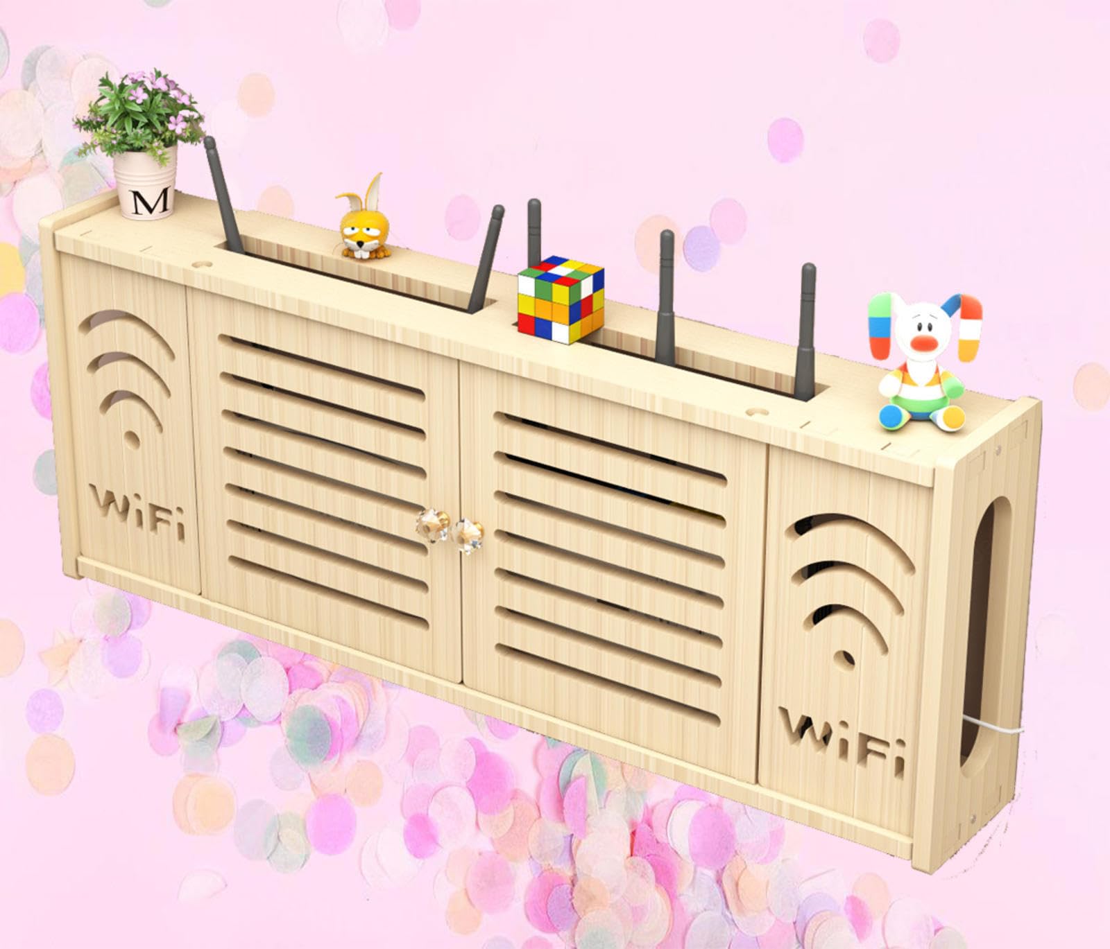 Scatola del Router Porta WiFi da Parete Mobiletto Porta Modem WiFi da Salotto Mensola TV Sospesa a Muro Supporto Telefono Parete Scatola,C-71x28cm