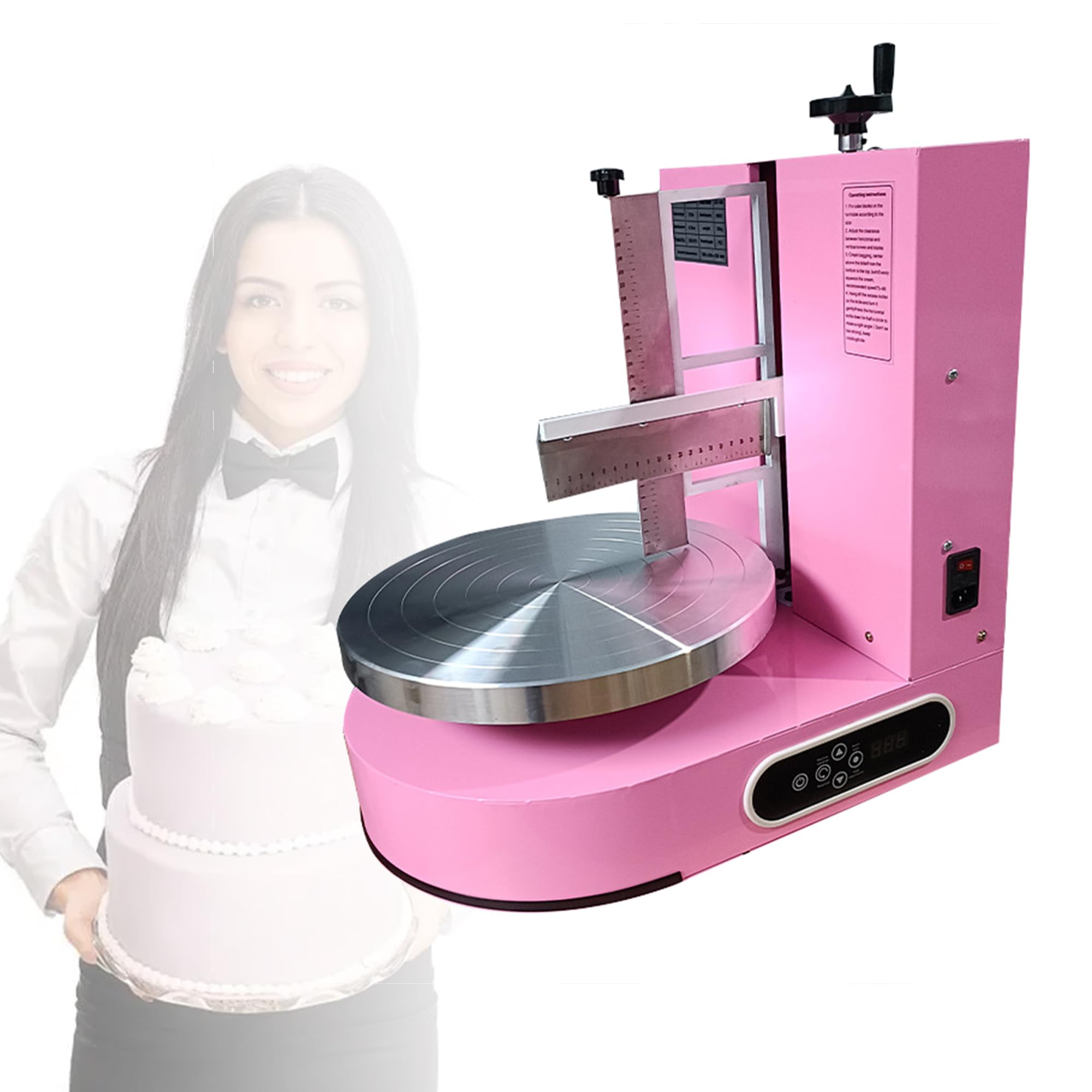 Machine à glacer Les gâteaux, étaleur de crème Automatique - Lisseur à glaçage en Acier Inoxydable avec Plateau tournant à Vitesse réglable pour décoration Professionnelle