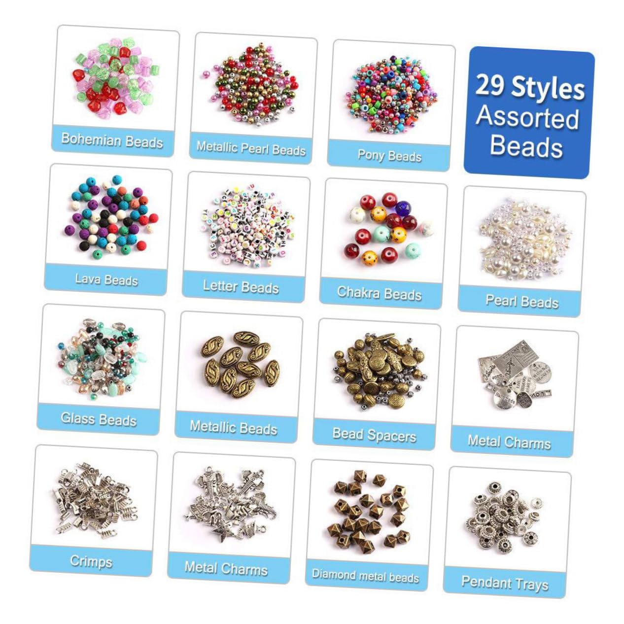 Cuentas Acrílicas para Pulseras Diy, Surtido de 1960 Piezas