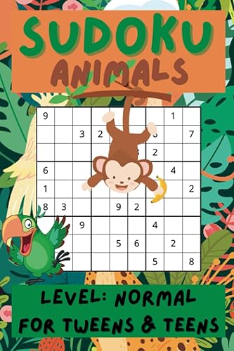 Sudoku Animals, Level Normal, for Tweens and Teens 6 x 9 inch, Large Print, Activity Book, 50 Sudoku Puzzles with Solutions for Tweens and Teens,