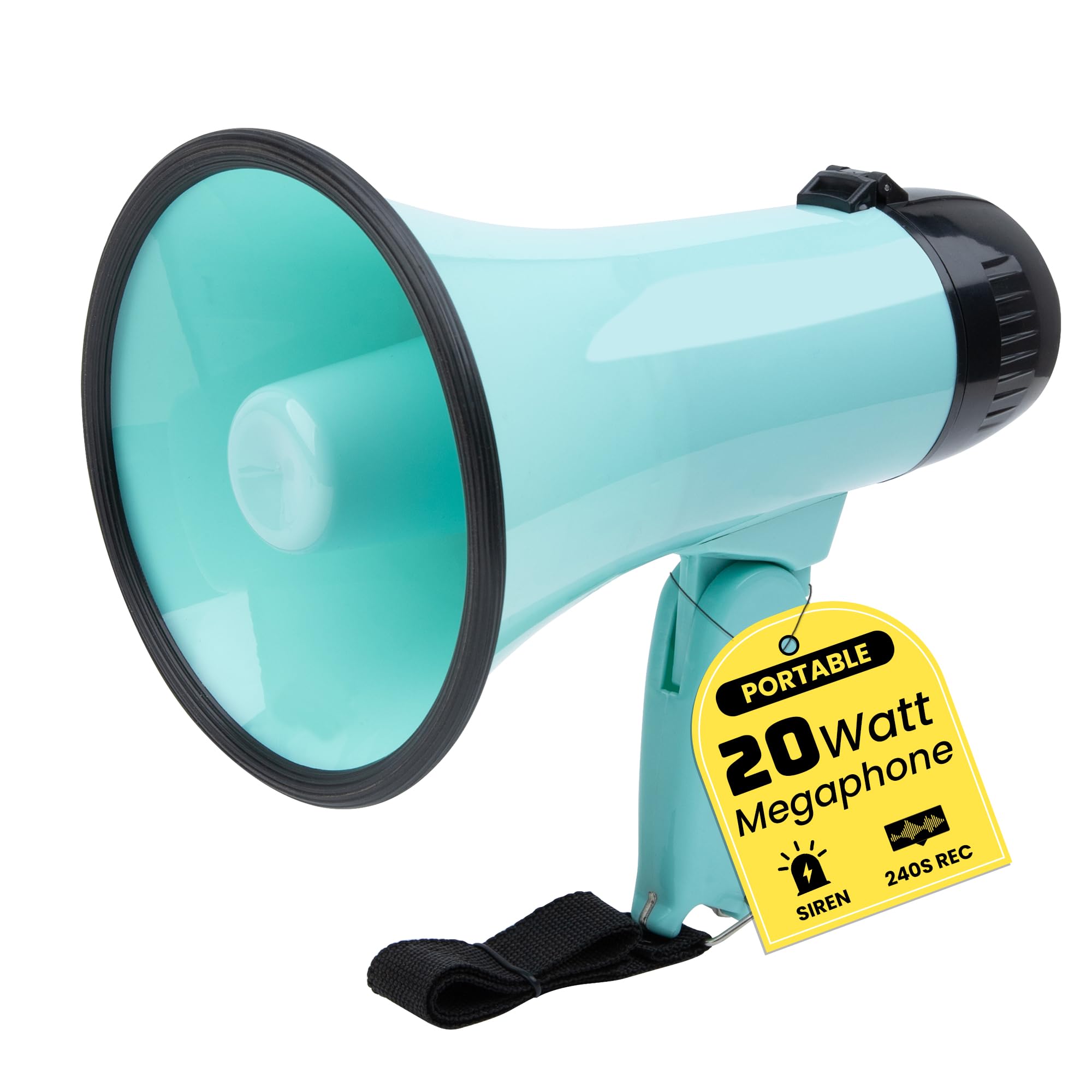 20W Megaphone Bullhorn-5.4"×8.6" Portable Megaphone Built in Siren & 240s Recording, Volume Control Cover Up to 300 feet+ for Indoor and Outdoor Activities
