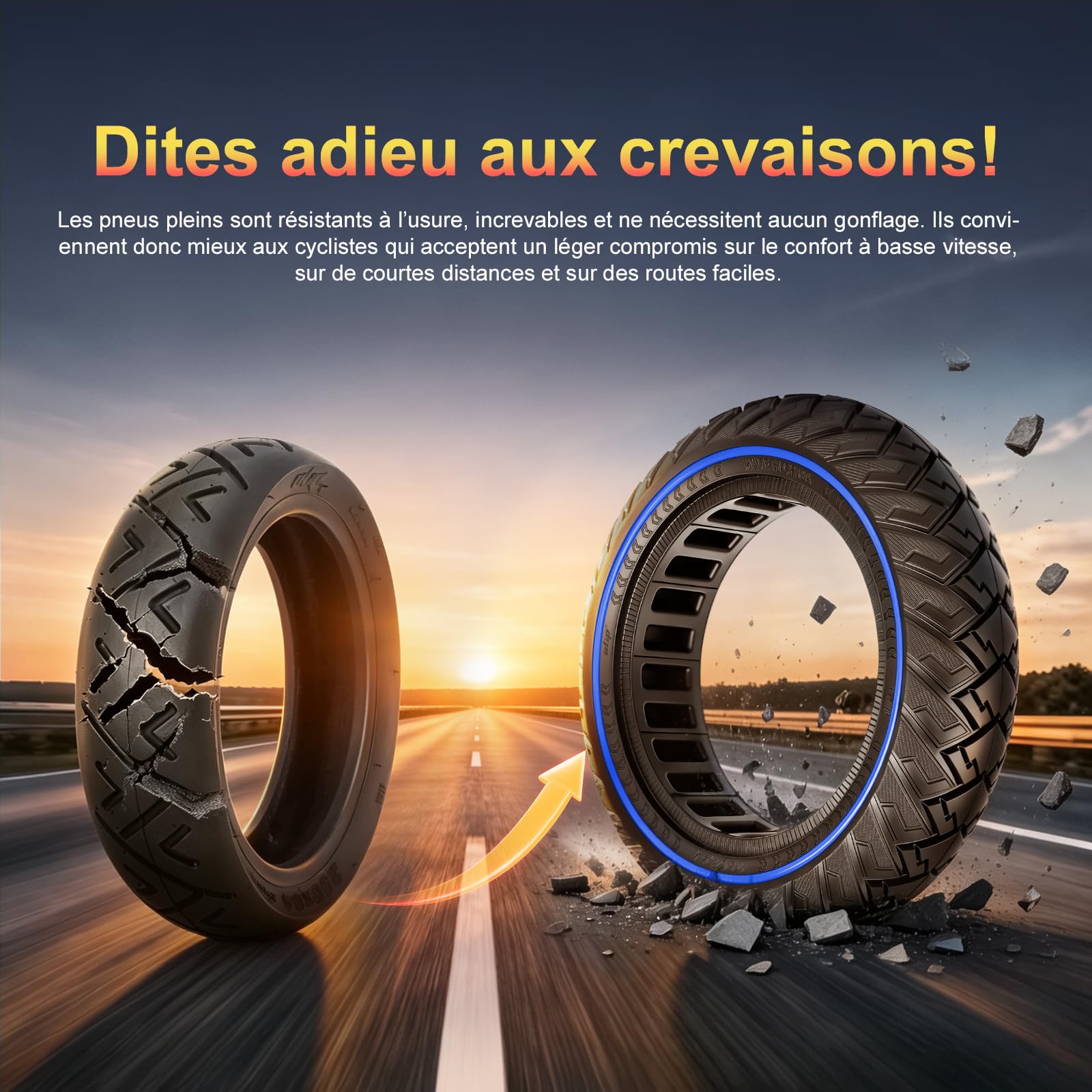 250x64 Pneus Pleins pour Xiaomi 4 Ultra, Navee S65, Navee S65C Trottinette Électrique 250 * 64 Pneus Solides Tout Terrain 10 Pouces Pneus en Caoutchouc Plein Pneus de Remplacement Accessoires