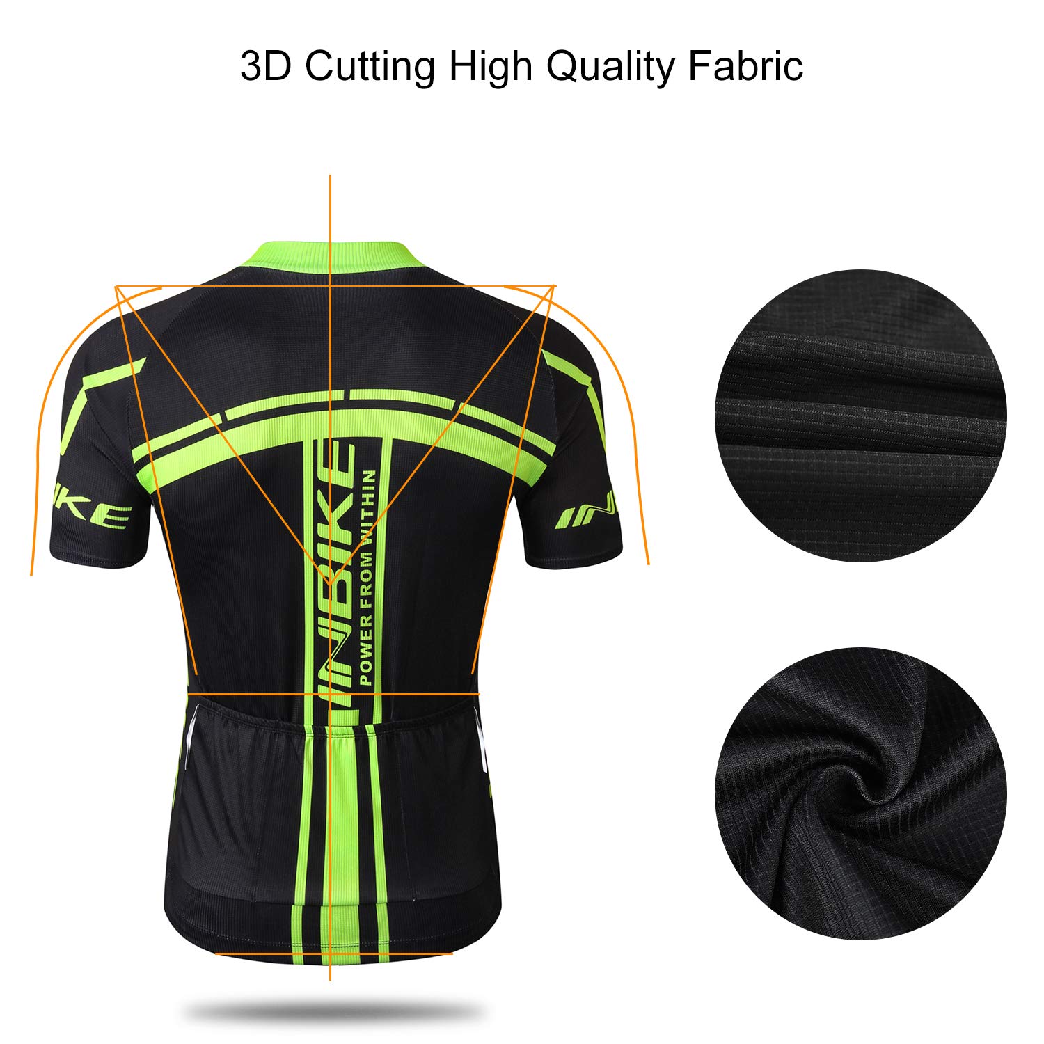 INBIKE Maillot Cyclisme Homme Ete Respirant et Extensible Maillot VTT Homme avec 3 Large Poches pour Velo, VTT,Moto, Course, Excercice