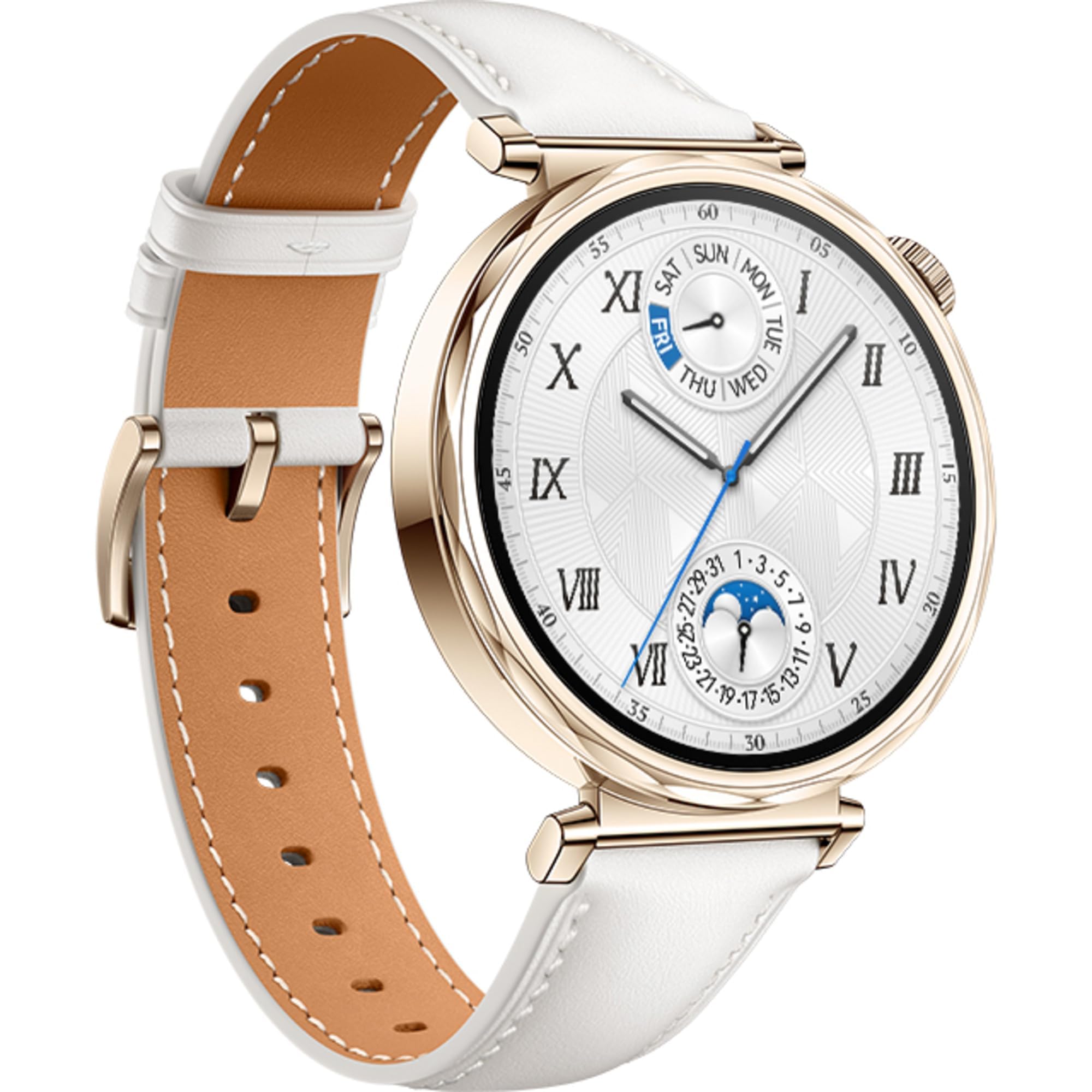Huawei Watch GT 5 AMOLED 41mm Reloj Smartwatch Dorado con Correa de Cuero Compuesto Blanca