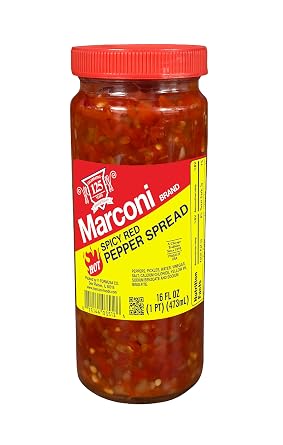 Marconi Spicy Red Pepper Hoagie Spread | Hot & Flavorful Italian Pepper condiment for Sandwiches, Pasta & Pizza | 16oz