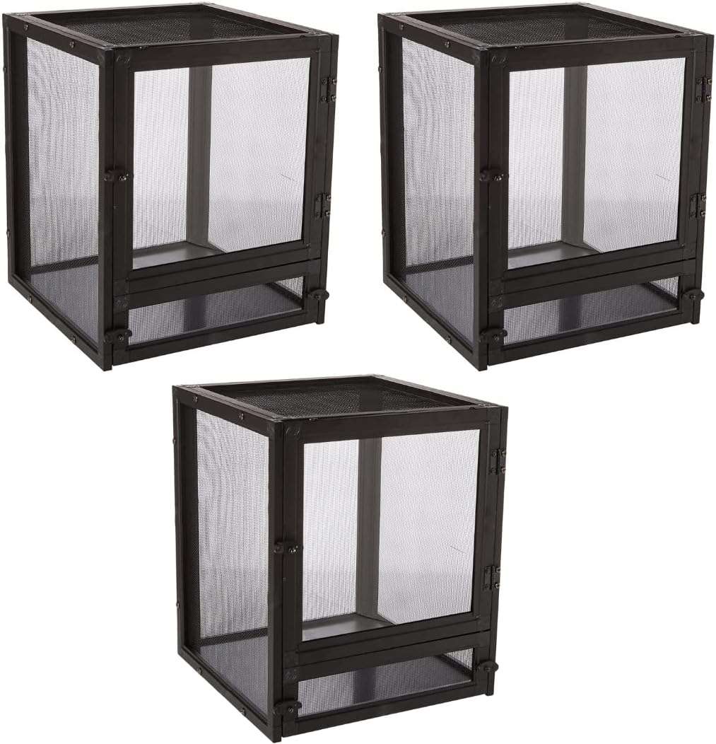 Zoomed UNK 3-Pack Labs Nano Breeze Aluminum Screen Cage - with Attached DBDPet Pro-Tip Guide - Perfect Enclosure for Small Chameleons, and Geckos!