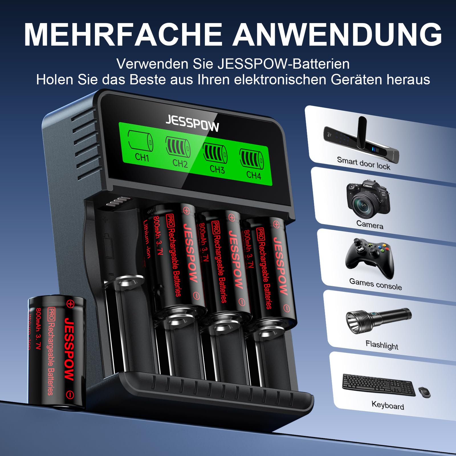 Batería CR123A con cargador, batería recargable de 3,7 V para linternas, cámaras, micrófono, sistema de alerta, batería CR123A