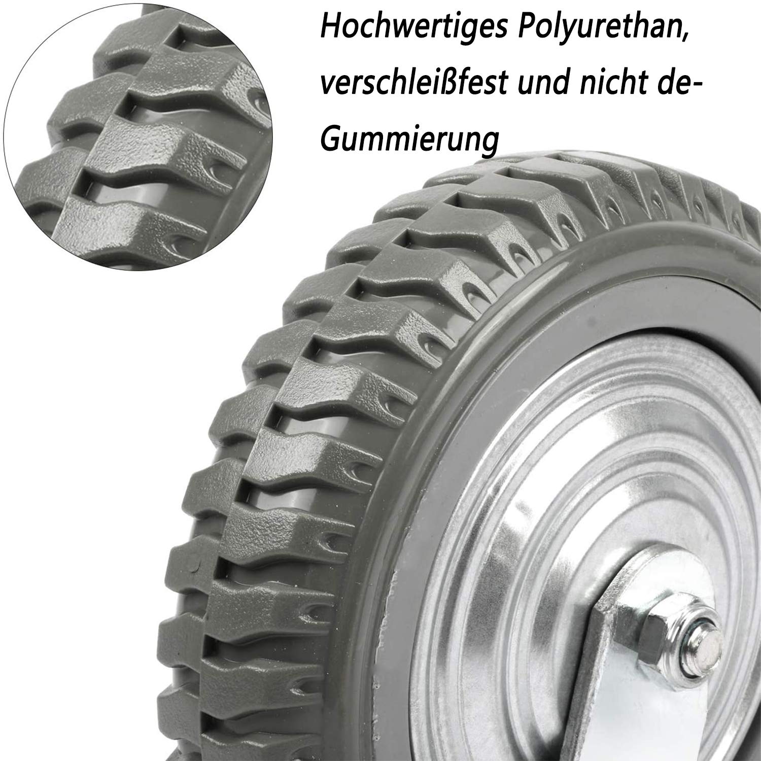 uyoyous 4 ruote girevoli per esterni, pesanti da 200 mm, rotanti a 360°, per mobili, portata: 900 kg (2 freni)