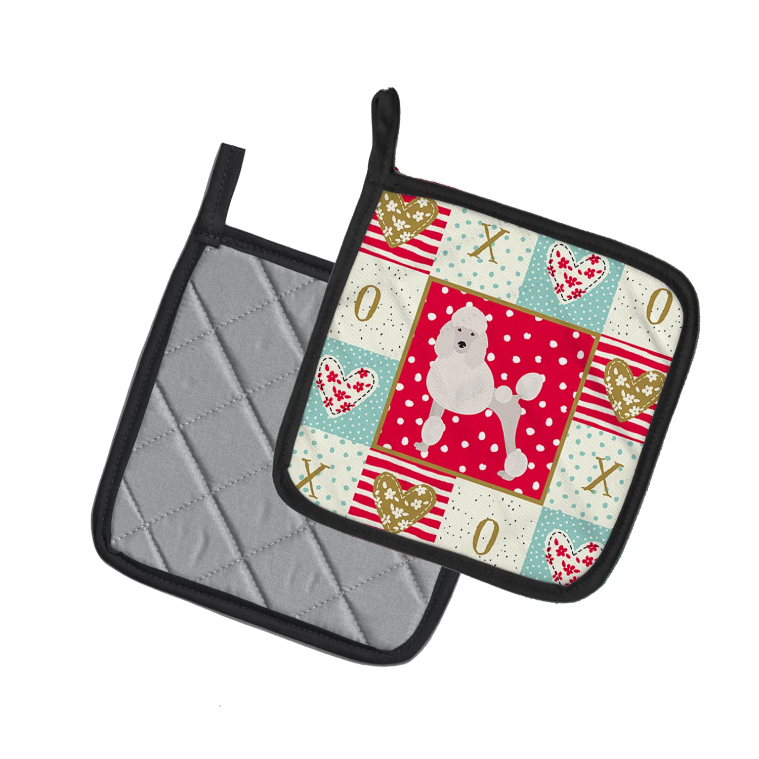 Caroline's Treasures Carolines Treasures CK5880PTHD, Motiv Pudel, 2 Stück Topflappen, Stoff, Mehrfarbig, 7.5HX7.5W