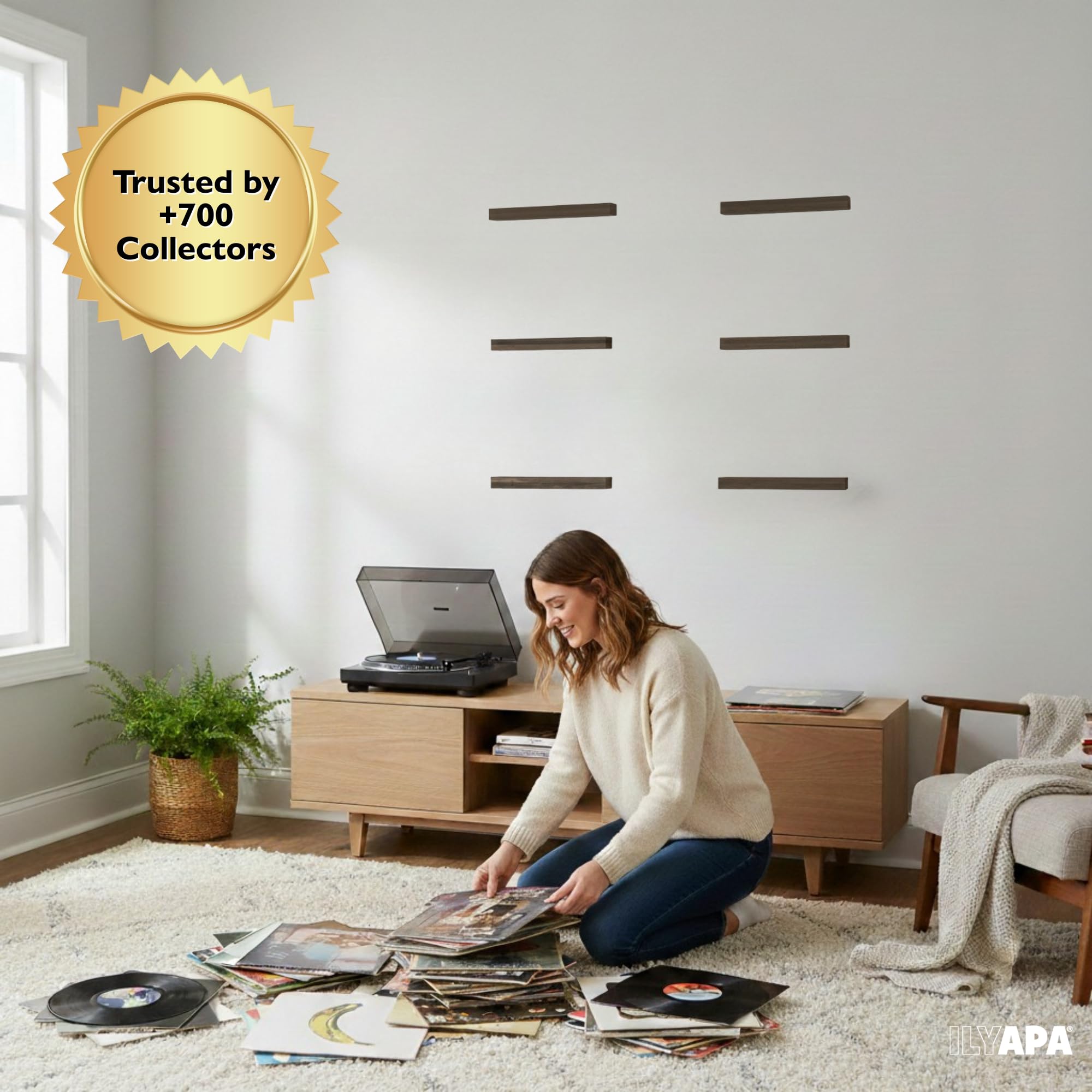 Amazon.com: Ilyapa Wood Vinyl Wall Mount - 6 Pack Espresso Record