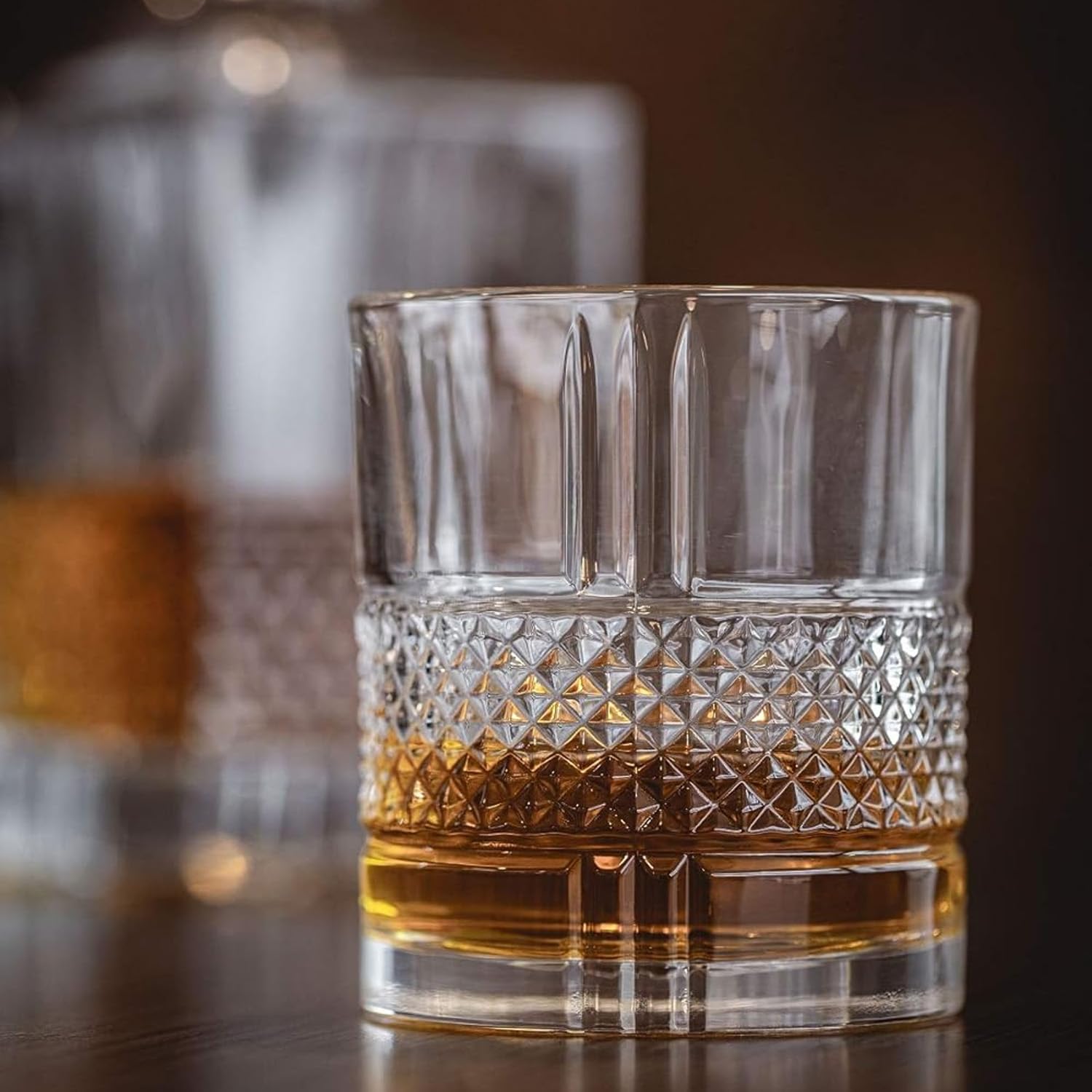 Lot de 7 bouteilles et verres pour whisky – Set de whisky avec bouteille et verres avec décoration en diamant, en verre, bouteille de 85 cl et verres de 34 cl
