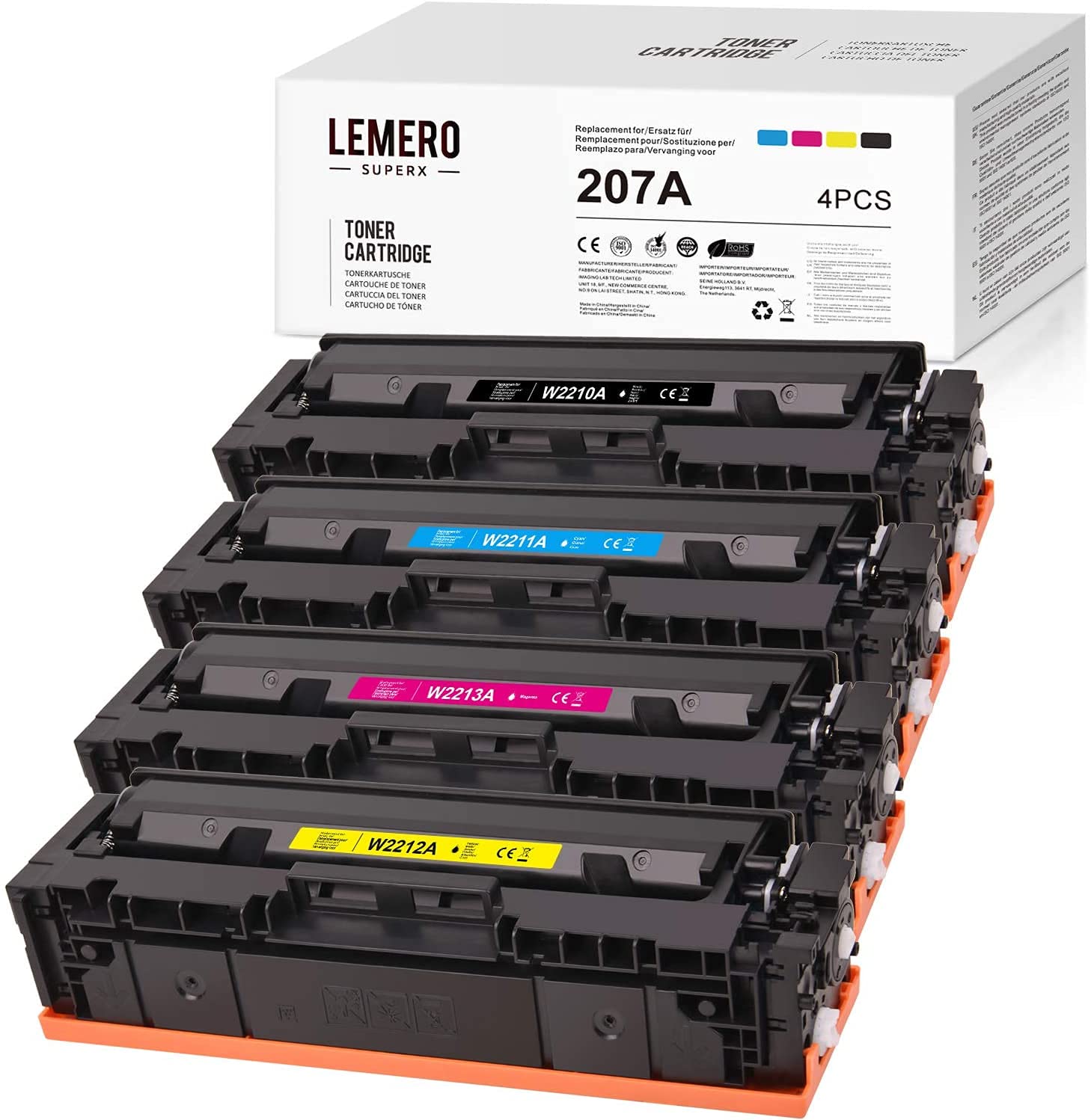Lemero Superx 207A W2210A 207X Compatible with HP 207A W2210A W2211A W2212A W2213A Toner Cartridges for HP Color Laserjet pro MFP m283fdw m282nw M283fdn M255dw M25dw M25dw M25dw 255nw (4 Pack)