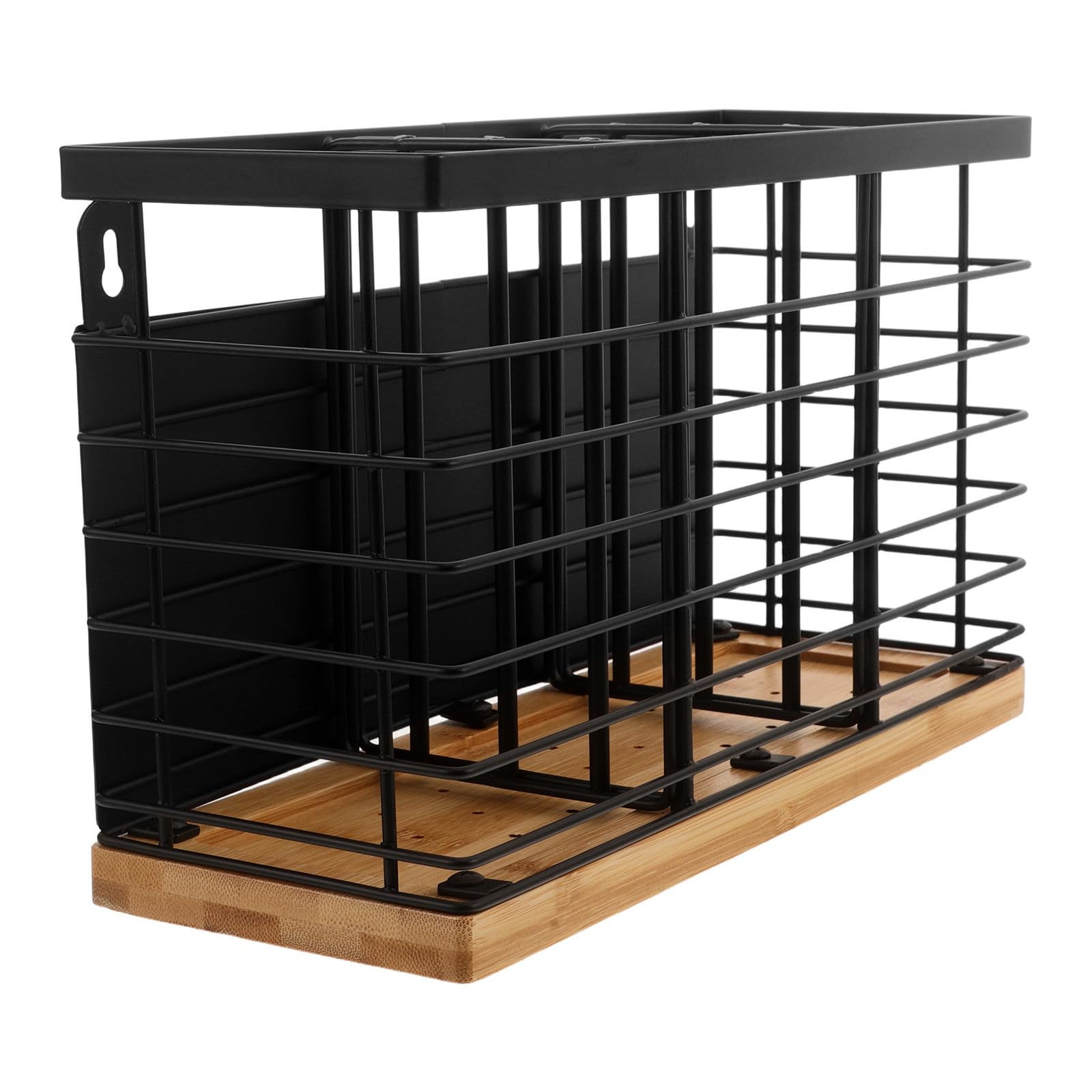 SHINEOFI Porte-couverts Magnétique Noir en Fer et Bois, 3 Compartiments