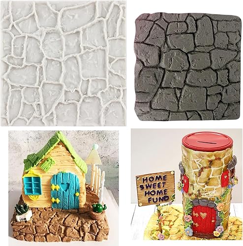 Miniatura 1 de MINFEIDMS Moldes de silicona con diseño de textura de pared de ladrillo, moldes de fondant con textura de piedra para decoración de pasteles,