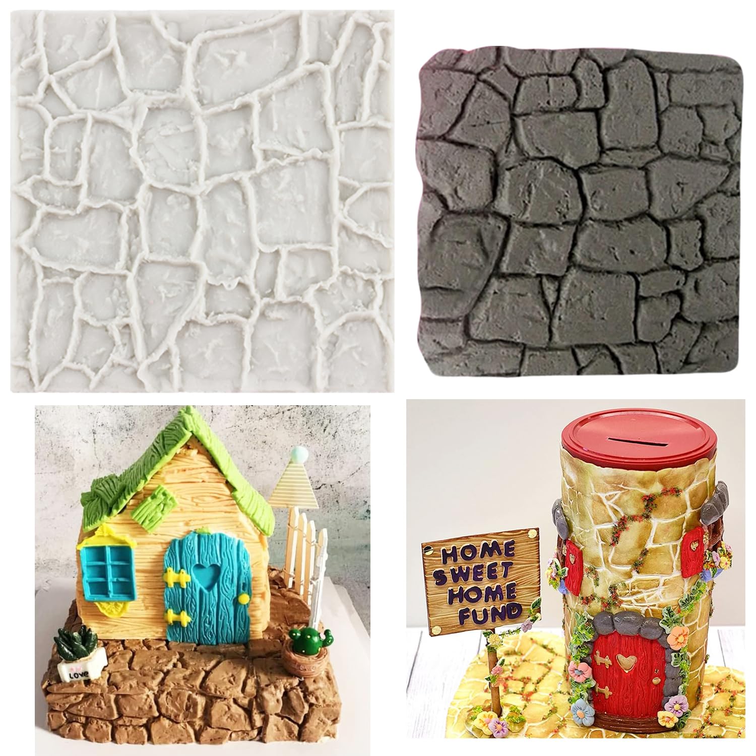 Brick Wall Texture Design Silicone Molds Stone Texture Fondant Mold For Cake Decorating Cupcake Topper Candy Chocolate Gum Paste Polymer Clay