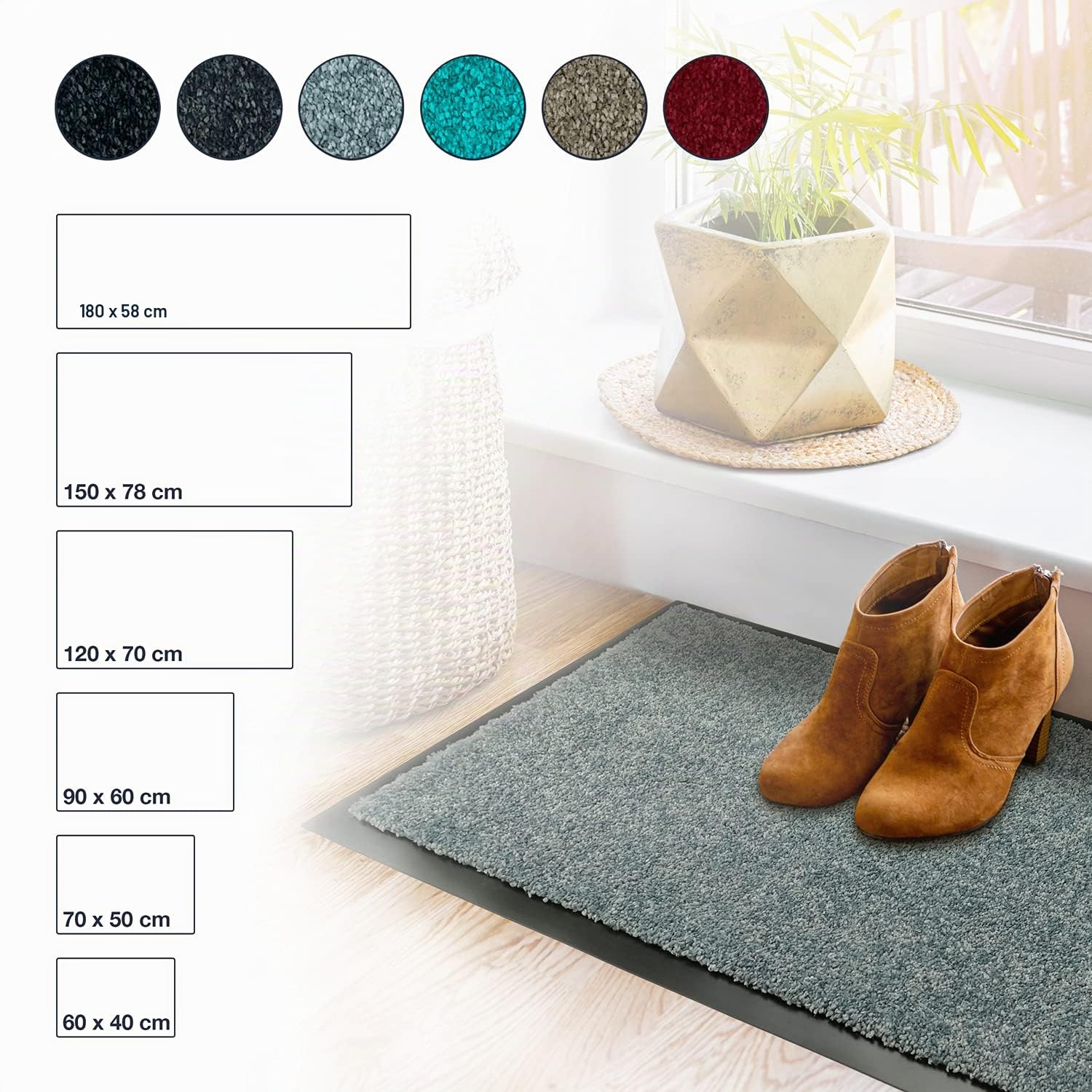 WohnDirect Fußmatte 70x120 cm Anthrazit – XL Eingang, rutschfest, waschbar