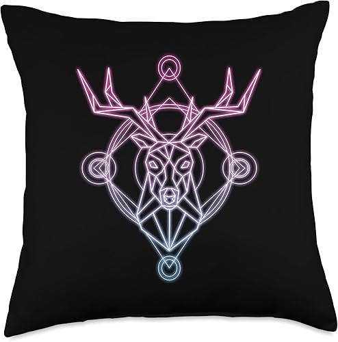 klamottn Geometric Deer Throw Pillow, 18x18, Multicolor