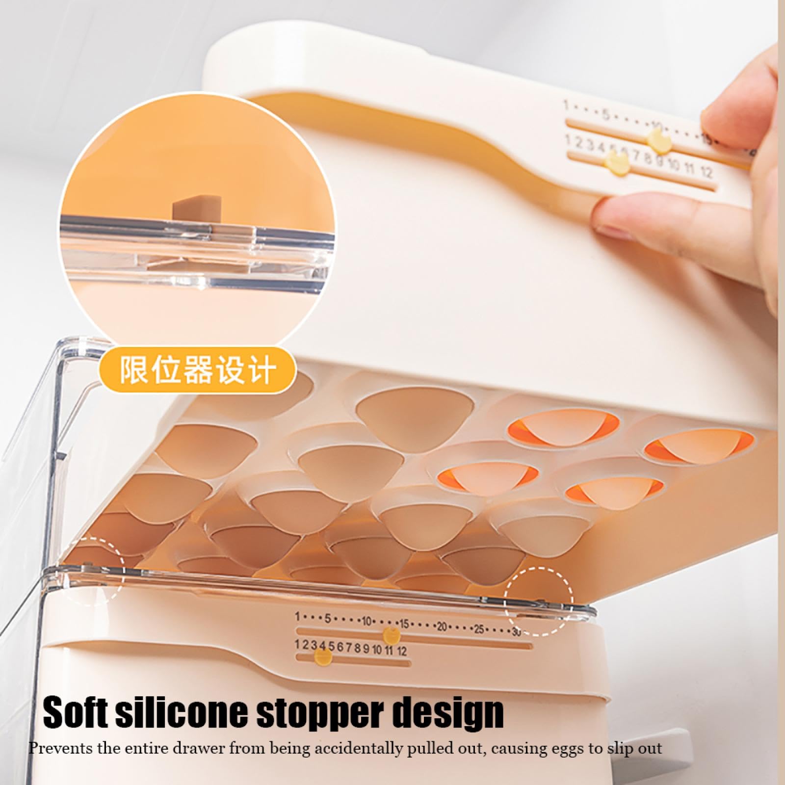 Caja de Almacenamiento de Huevos de Doble Capa,Soporte para Huevos para refrigerador,Almacenamiento de Huevos para encimera,Organizador de Huevos,Dispensador de Huevos para refrigerador