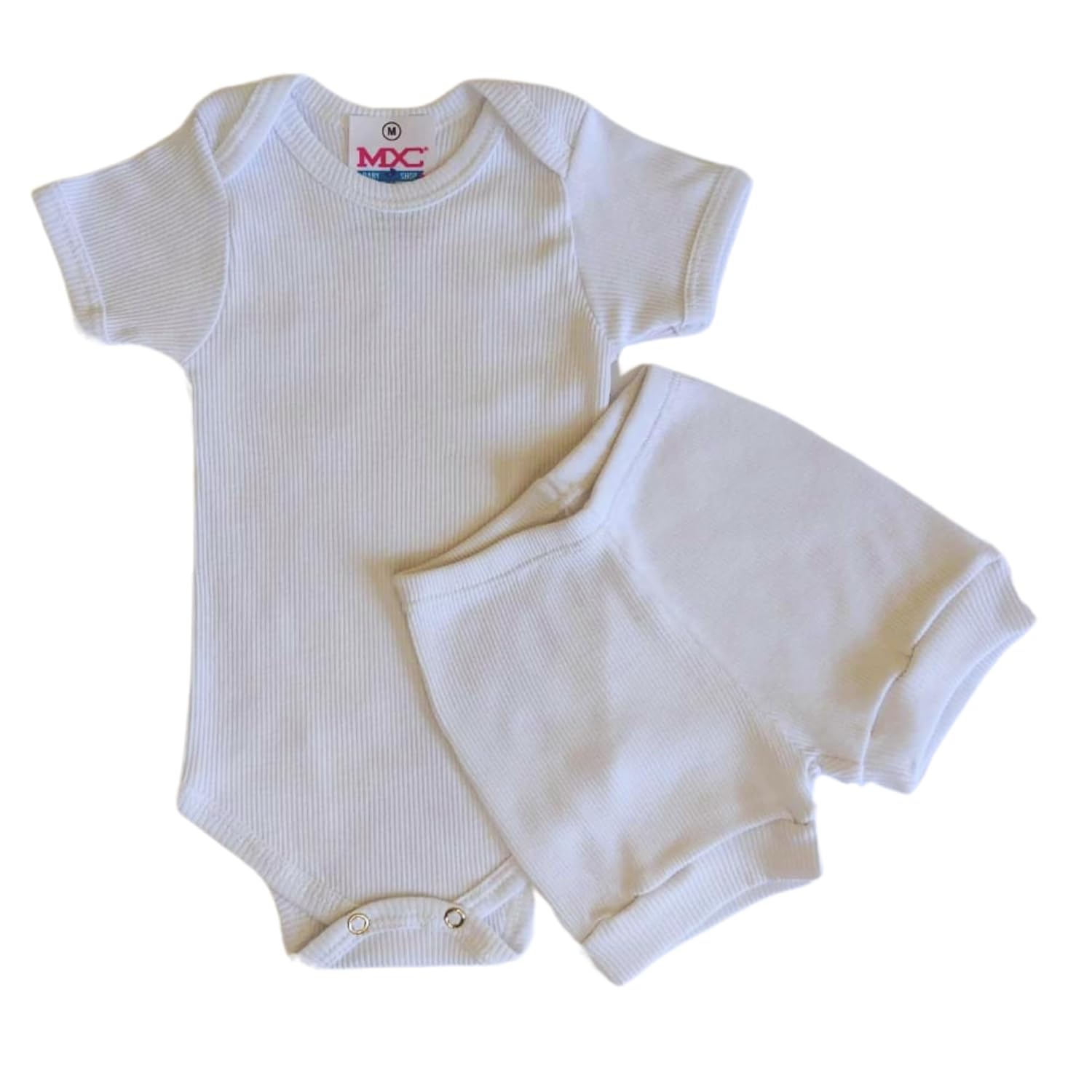 Kit Conjunto Body Short Tapa Fralda Bebê Liso Menino Menina Manga Curta Antialérgico Malha Algodão Canelado MXC BRASIL