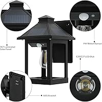Vista 6 de Luces solares de pared con sensor de movimiento para exteriores, luz vintage de apliques de pared, luces de montaje en pared para 3 modos