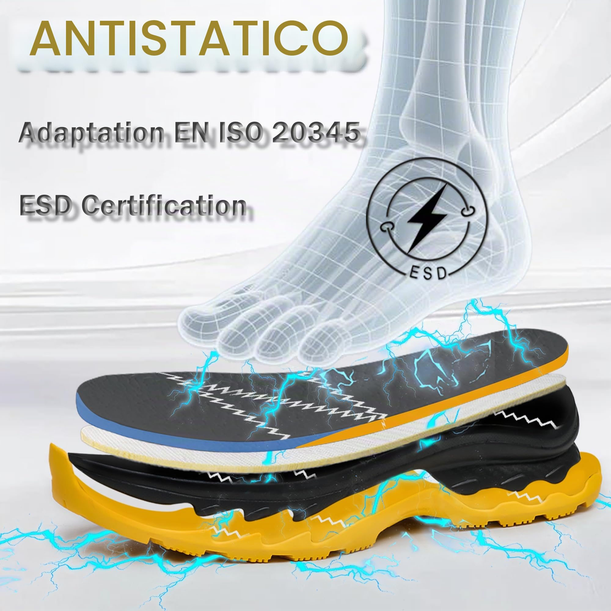Scarpe Antinfortunistiche Uomo S1P ESD Antistatiche Scarpe da Lavoro | Antinfortunistica con Punta in Acciaio Donna EN ISO 20345, SR Antiscivolo,Leggere,Traspiranti,Comode