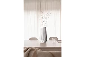 Bloomingville Matte White Fluted Vase w/ Embossed Lines