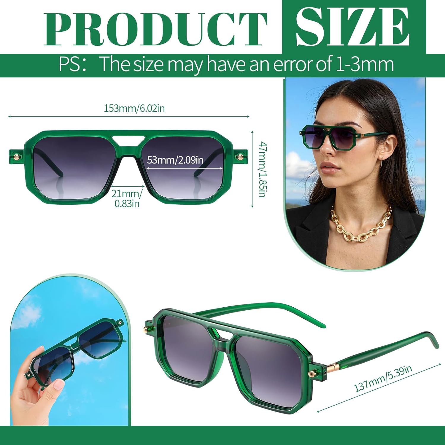 JATEBI 4 Pairs Retro Sunglasses for Women Men 70s Square Trendy Plastic Sun Glasses UV Protection - Image 2