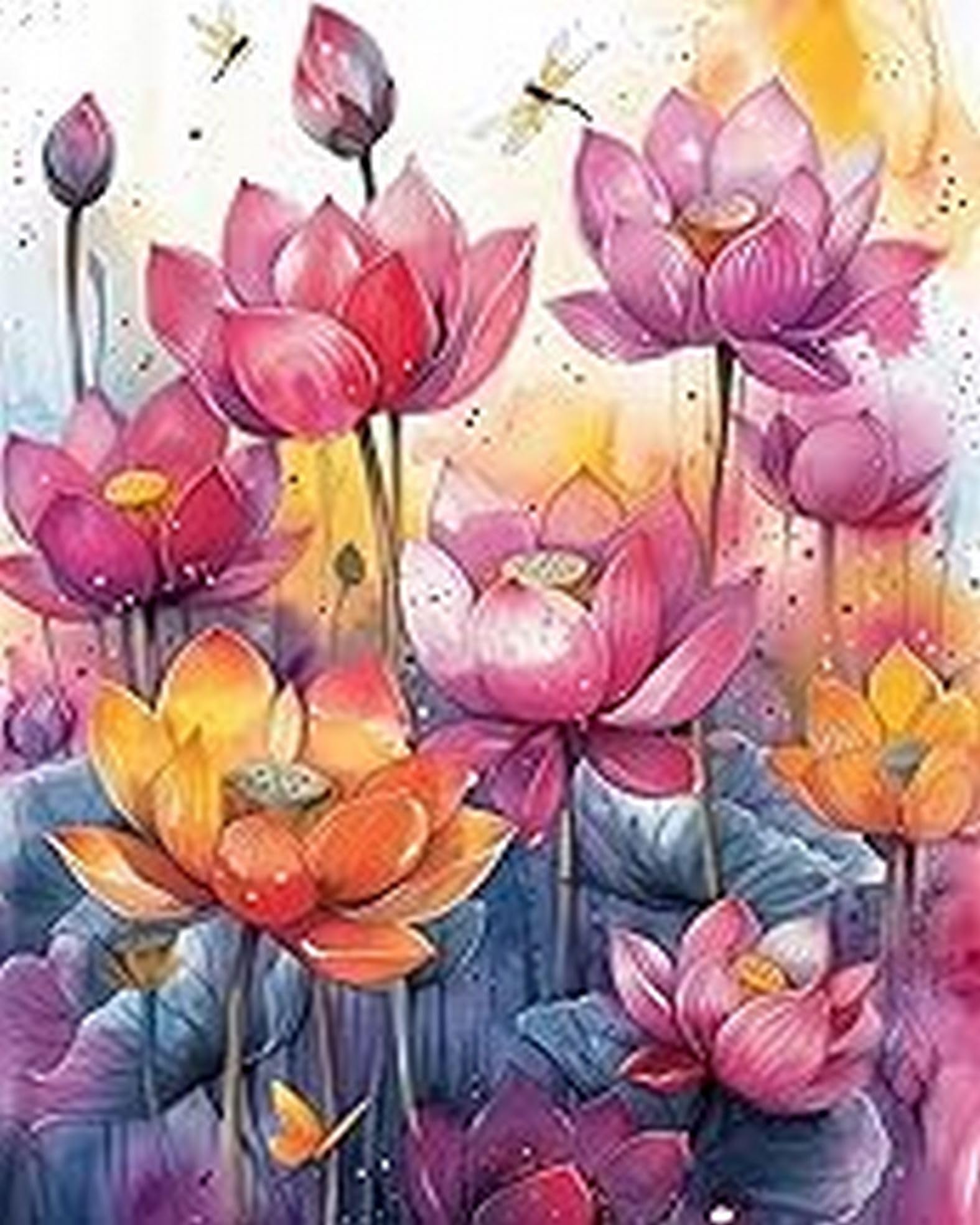 LEYIUYIU Kit punto croce stampato semplice fai da te per principianti adulti 11CT motivi di ricamo a mano decorazione della parete di casa - Loto in fiore - 40x50cm