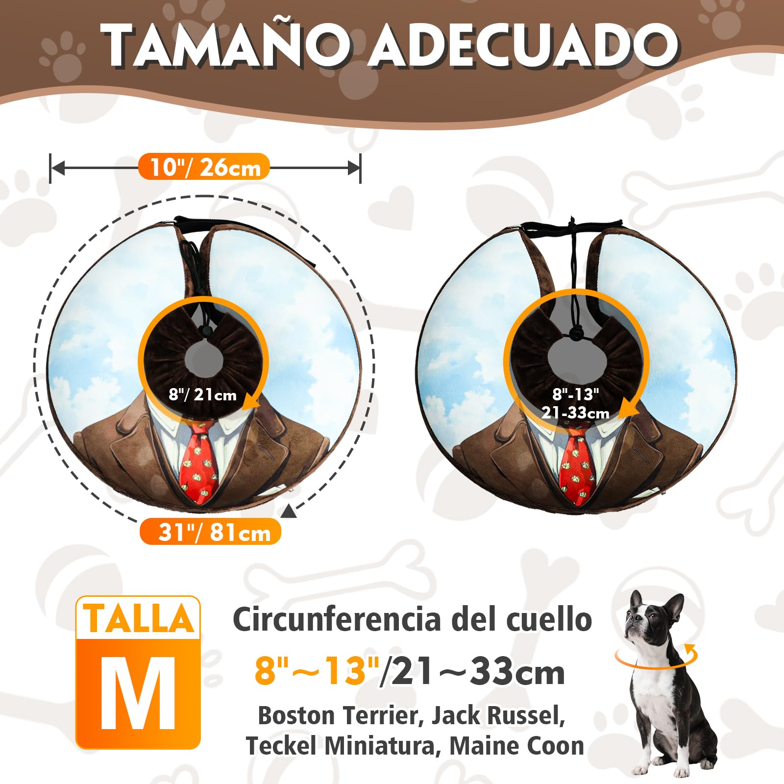 Collar isabelino Inflable para Perros y Gatos – Collar de Recuperación Suave para Evitar Lamer Heridas, Rascar o Morder – Ideal Postcirugía (Marrón, M)