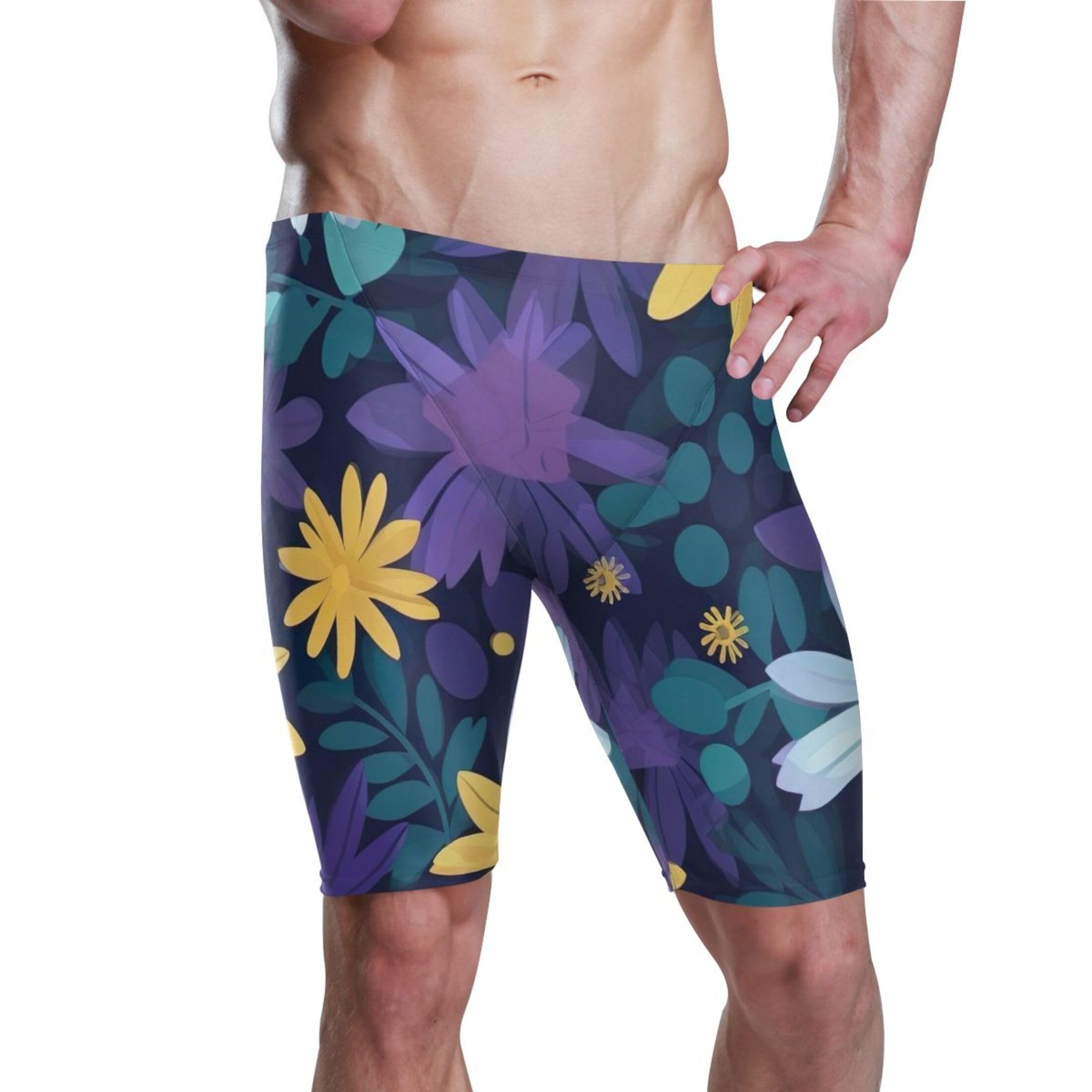 Color Flower Men's Swim Jammers Racing & Training Swimsuit Fast, Flexible,Comfortable XXXL B0400737