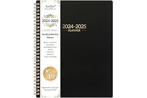 2024-2025 Planner, Black Planner 2024-2025, 8 x 10 inch, Hard Cover, Twin...