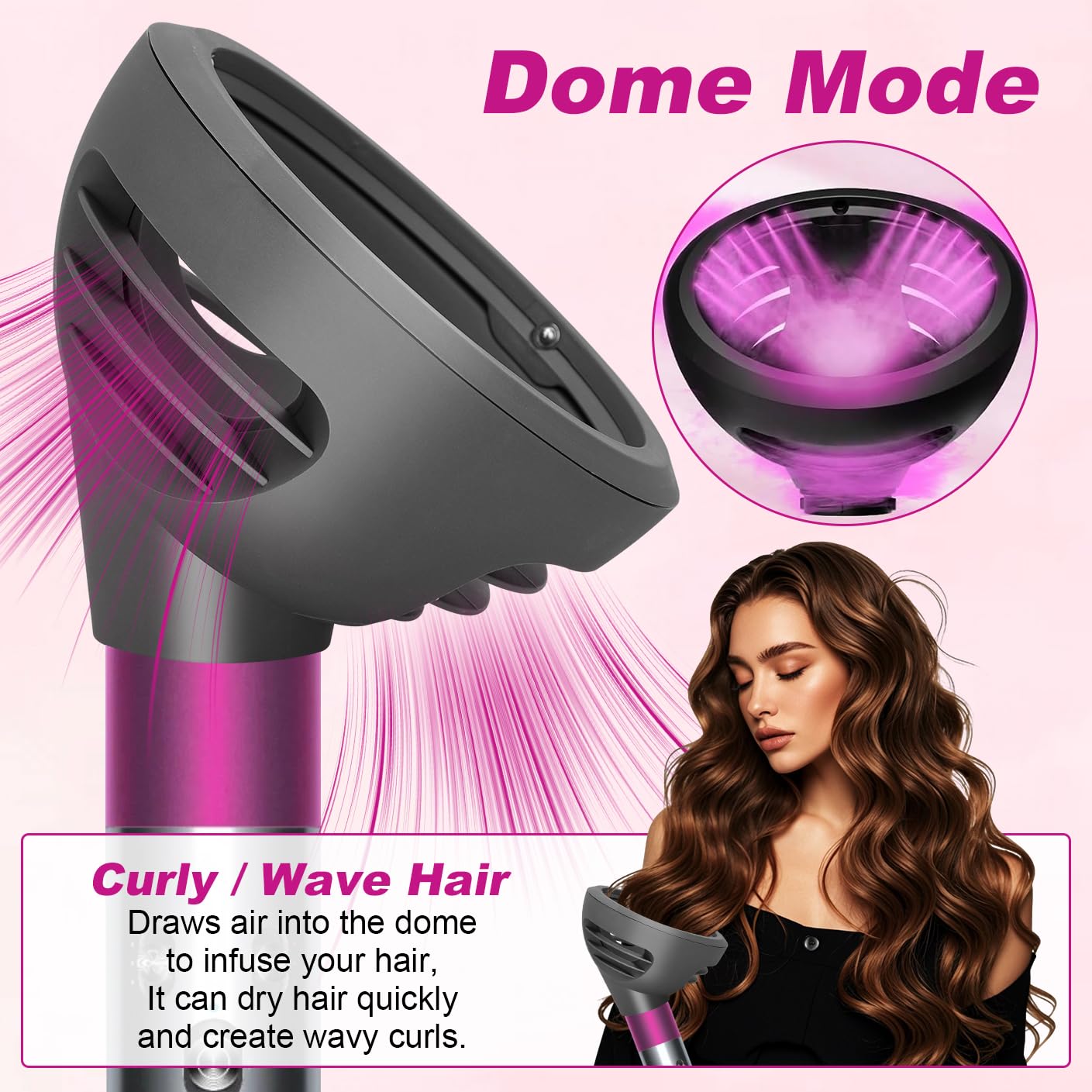 Diffusor Aufsatz für D yson Airwrap Styler HS01/05/HS08, Luftstromkuppel und Diffusor mit zwei Modi für lockiges, gewelltes Haar, Haardiffusor-Düsenaufsatz zur Verbesserung der Frisur