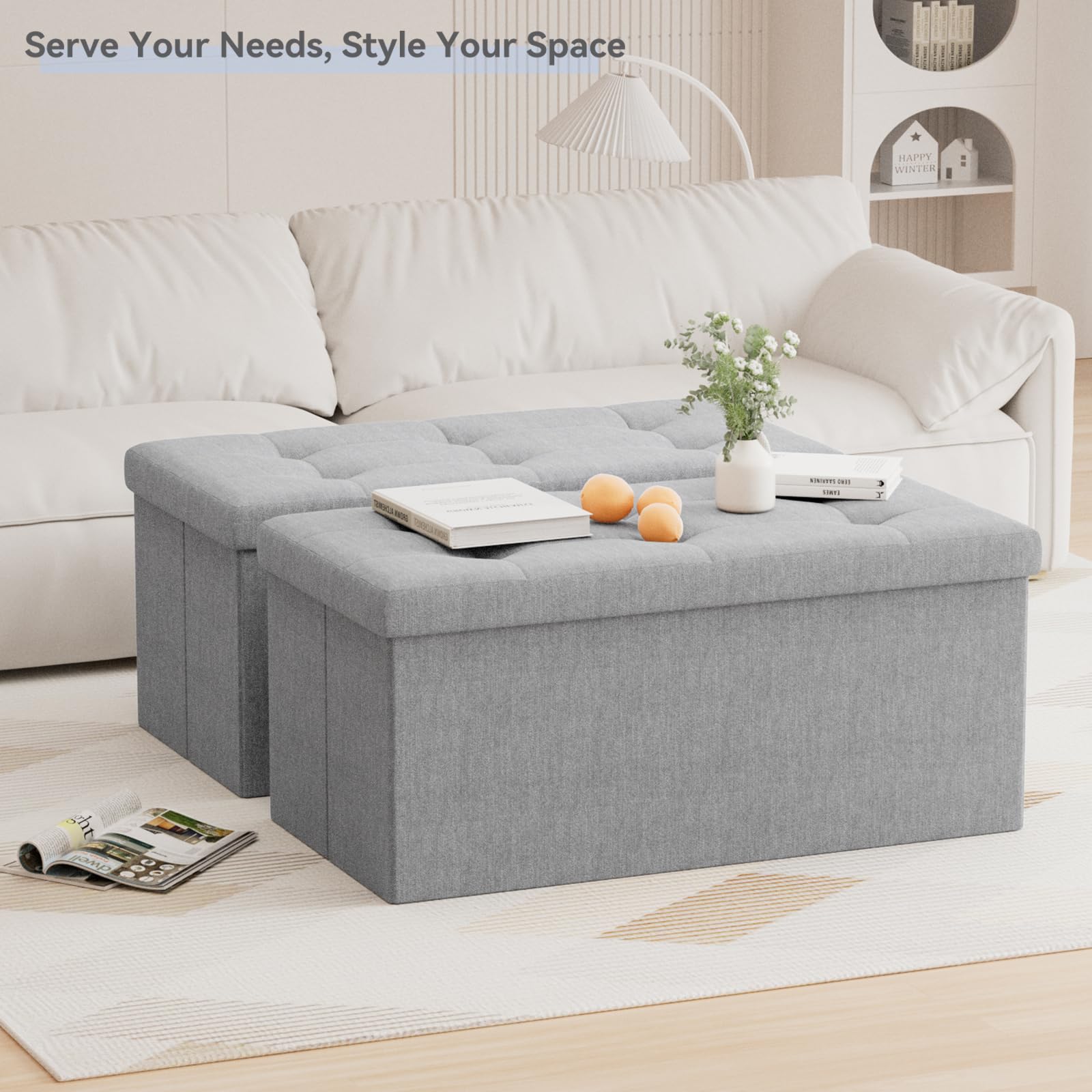 Cassapanca Multiuso Bianca 110x38x38 Cm - Pouf, Baule E Poggiapiedi Per Casa - Foto 6